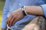 Bracelet double cuir tressé twist bleu