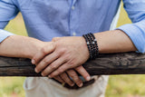 Bracelet perles trio noir double tour 6mm