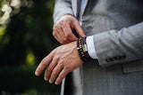 Bracelet perles trio noir 6mm