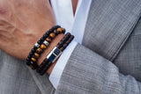 Bracelet perles trio noir 6mm