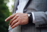Bracelet double cuir tressé noir