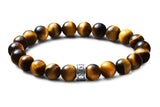 Bracelet en pierre Oeil de tigre et perle en argent massif