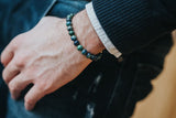 Bracelet perles Chrysocolla bleu 8mm et perle signature en argent massif