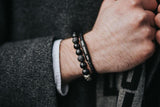Bracelet homme perles et argent massif 10mm