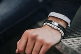 Bracelet homme perles howlite 8mm et argent massif