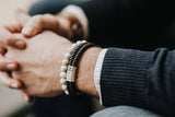 Bracelet homme perles howlite et argent massif