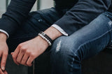 Bracelet homme perles blanches howlite et argent massif