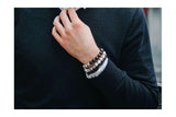 Bracelet prestige perles Howlite blanc 10mm et argent massif