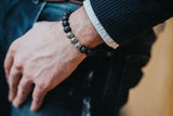 Bracelet pierres de lave et argent massif