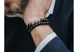 Bracelet homme perles onyx noir 10mm argent massif