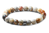 Bracelet en pierres Agate crazy lace et perle en argent massif