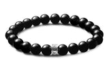 bracelet homme pierres onyx noir argent massif