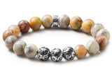 Bracelet en pierres agate crazy lace 10mm et perle en argent massif