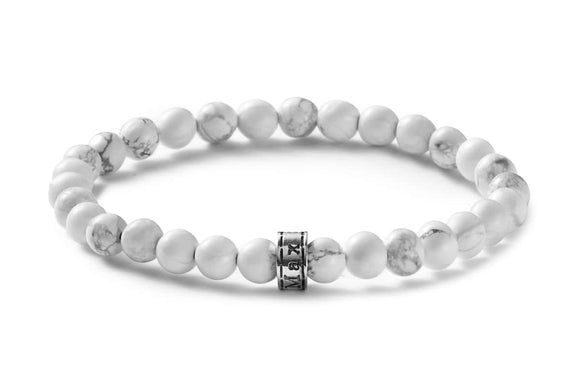 Bracelet perles howlite blanc 6mm