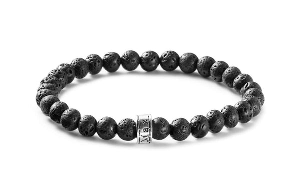 Bracelet perles pierre de lave 6mm
