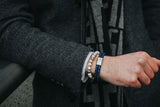 Bracelet en pierres agate et perle signature en argent massif
