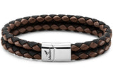 Bracelet homme double tour cuir twist brun fermoir en acier MaxBow Belgium