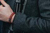 Bracelet homme cuir rouge fermoir acier
