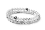 Bracelet double tour perles howlite blanche 6mm