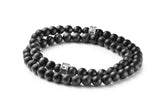 Bracelet double tour onyx noir mat 6mm