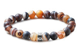 Bracelet homme perles agate brun rayé mat 8mm