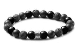 Bracelet trio noir et perle signature en argent massif