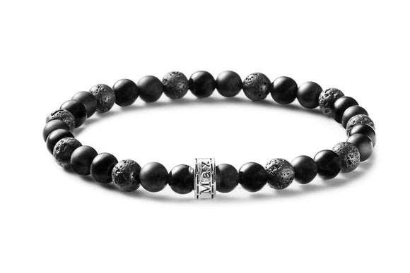 Bracelet perles trio noir 6mm